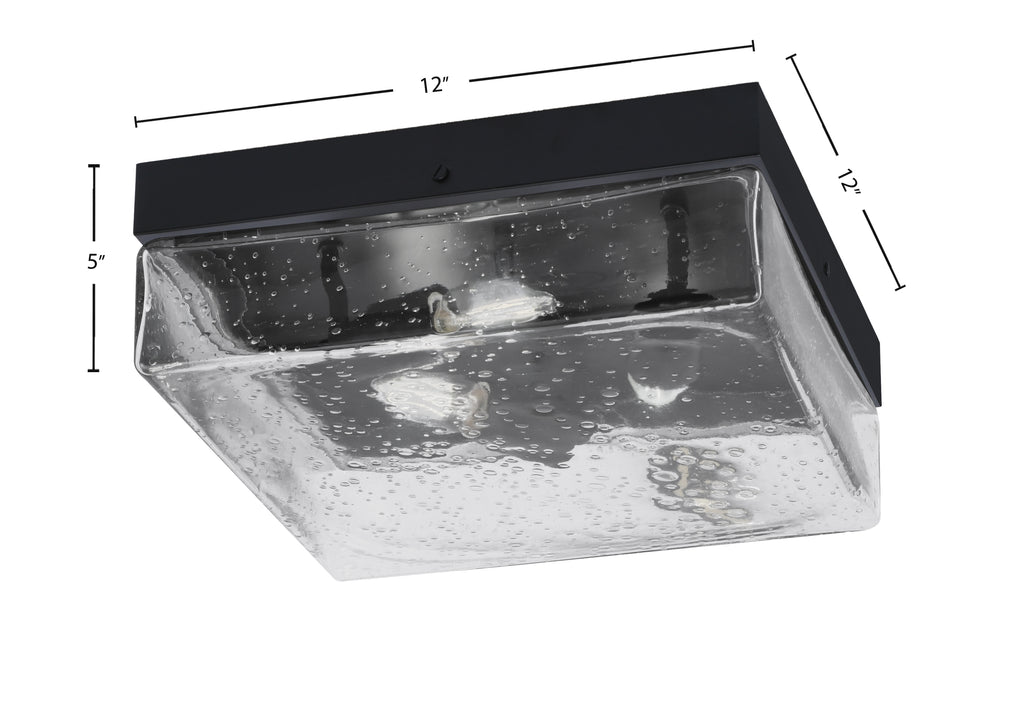 Flush Mounts Three Light Flush Mount in Matte Black with Clear Bubble Shade