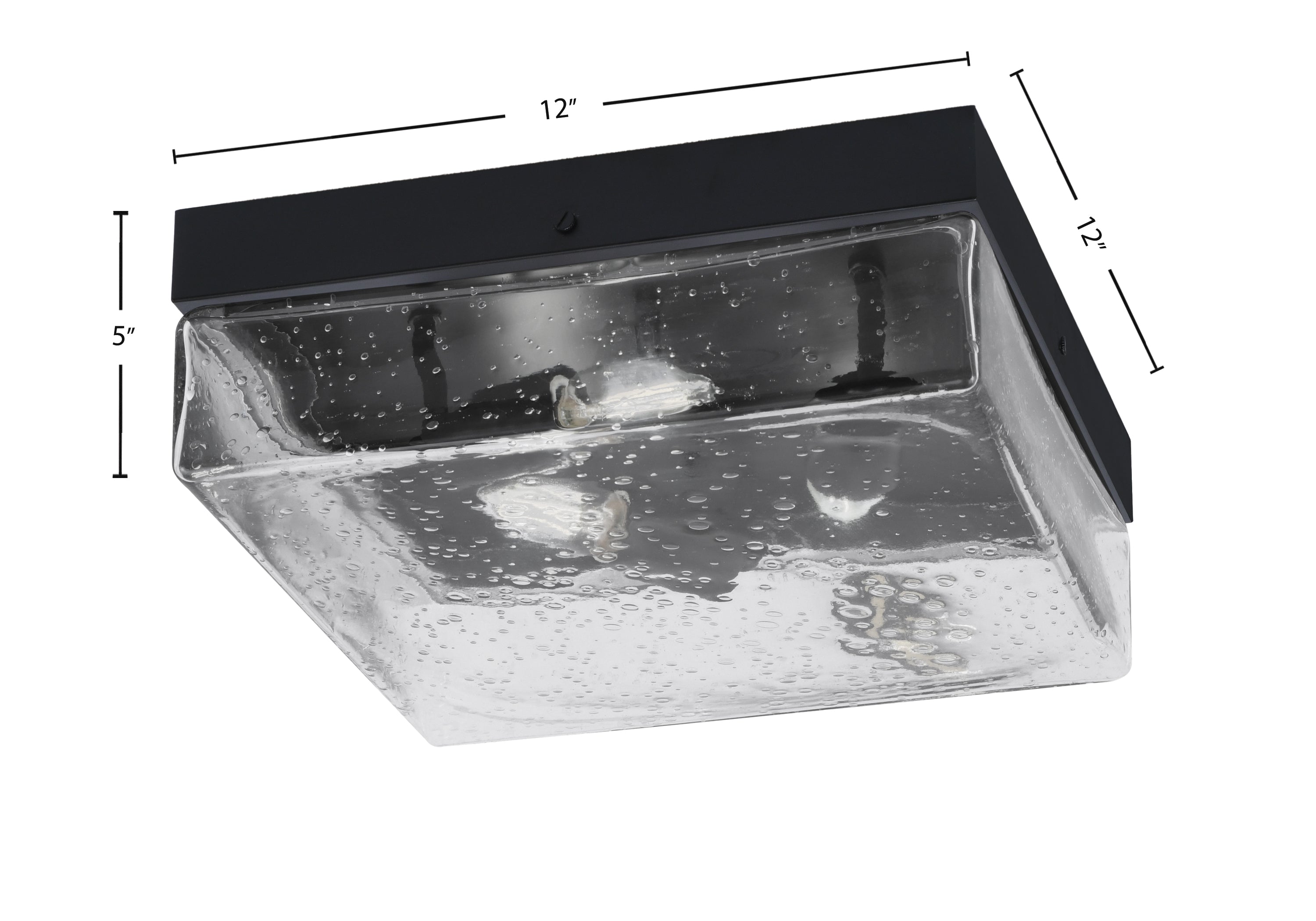 Flush Mounts Three Light Flush Mount in Matte Black with Clear Bubble Shade