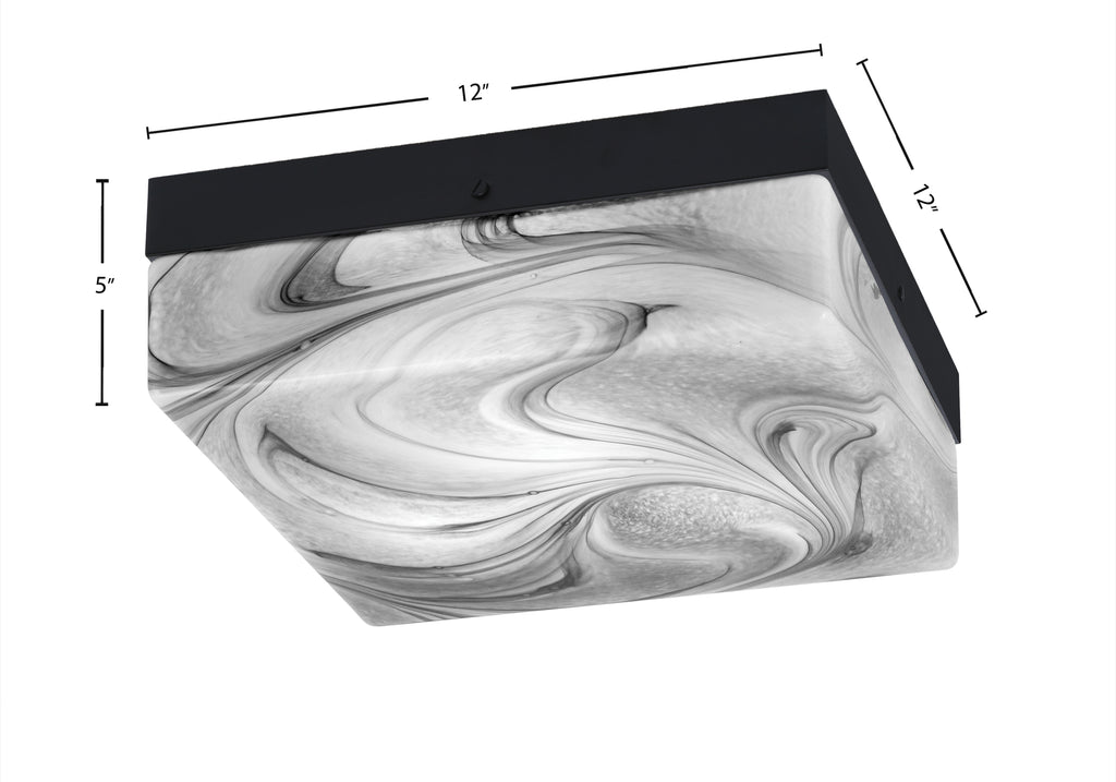 Flush Mounts Three Light Flush Mount in Matte Black with Onyx Swirl Shade