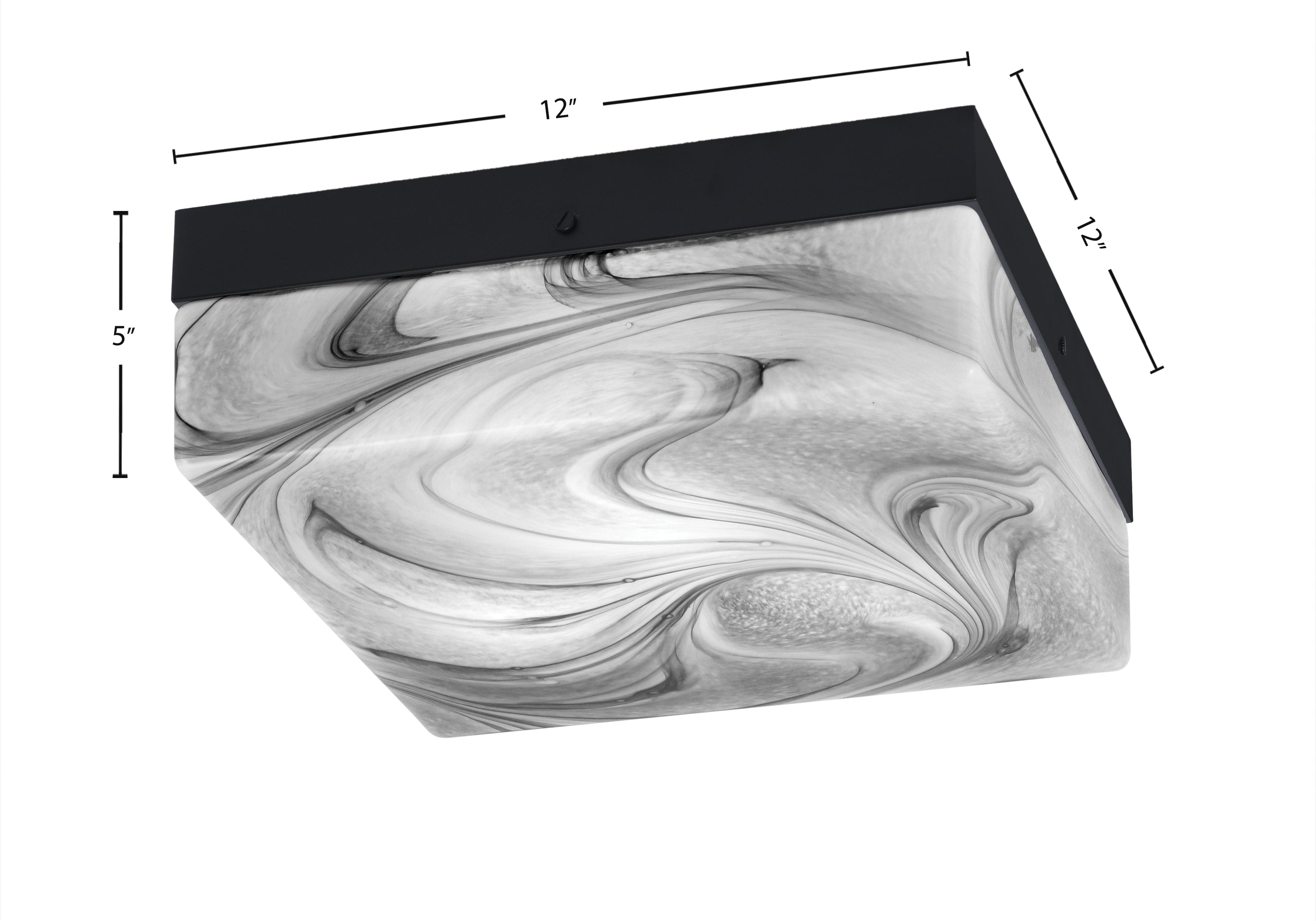 Flush Mounts Three Light Flush Mount in Matte Black with Onyx Swirl Shade