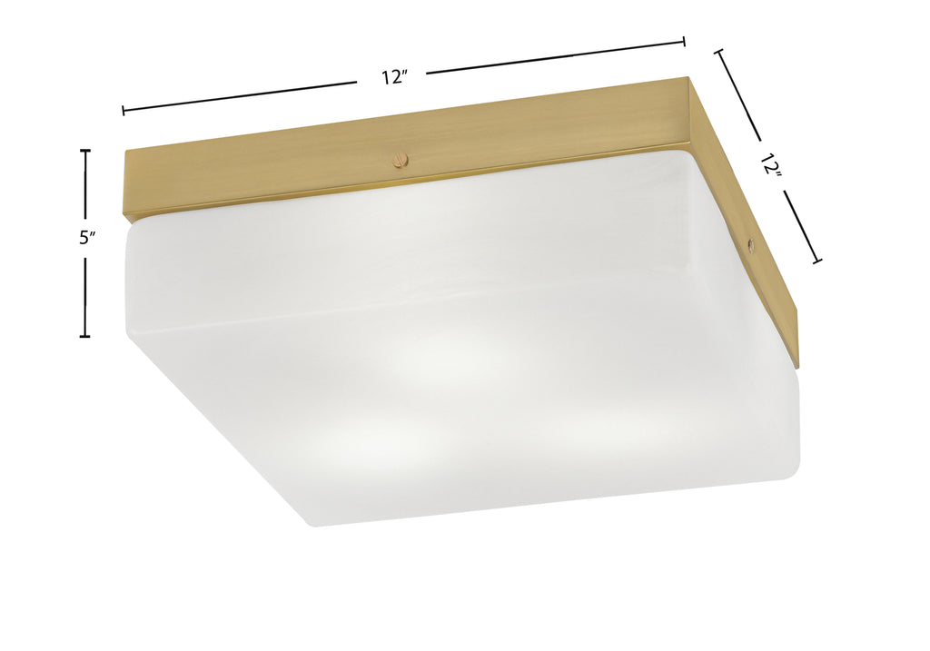 Flush Mounts Three Light Flush Mount in New Age Brass with White Marble Shade
