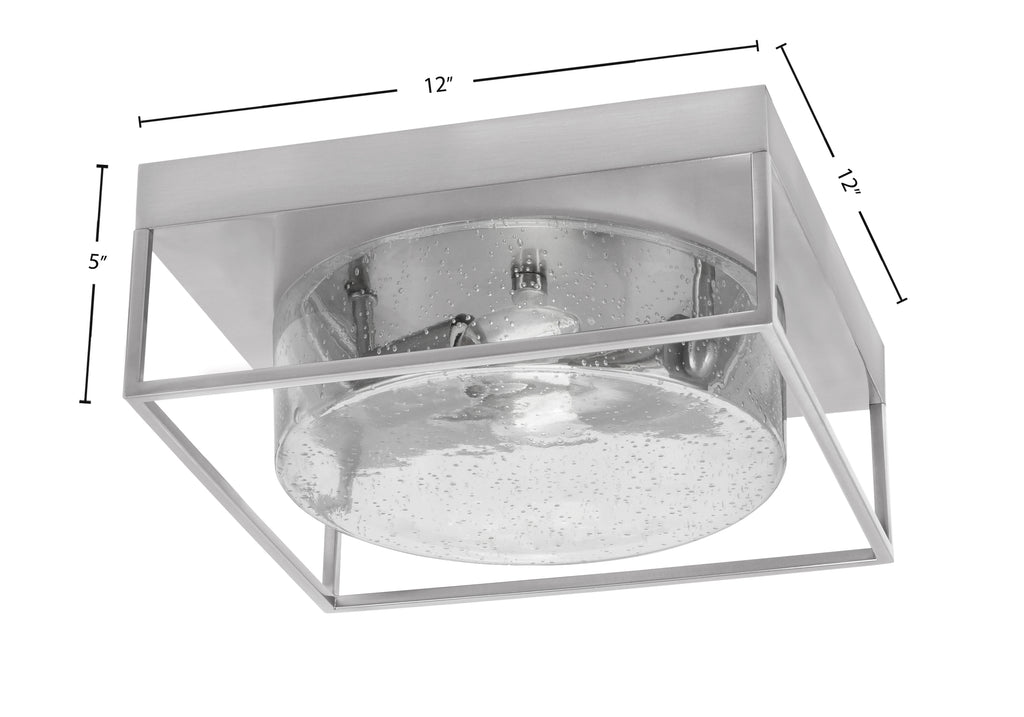 Flush Mounts Two Light Flush Mount in Brushed Nickel with Clear Bubble Shade