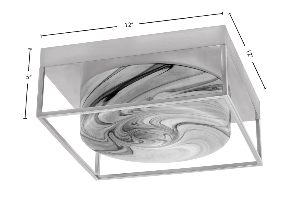 Flush Mounts Two Light Flush Mount in Brushed Nickel with Onyx Swirl Shade