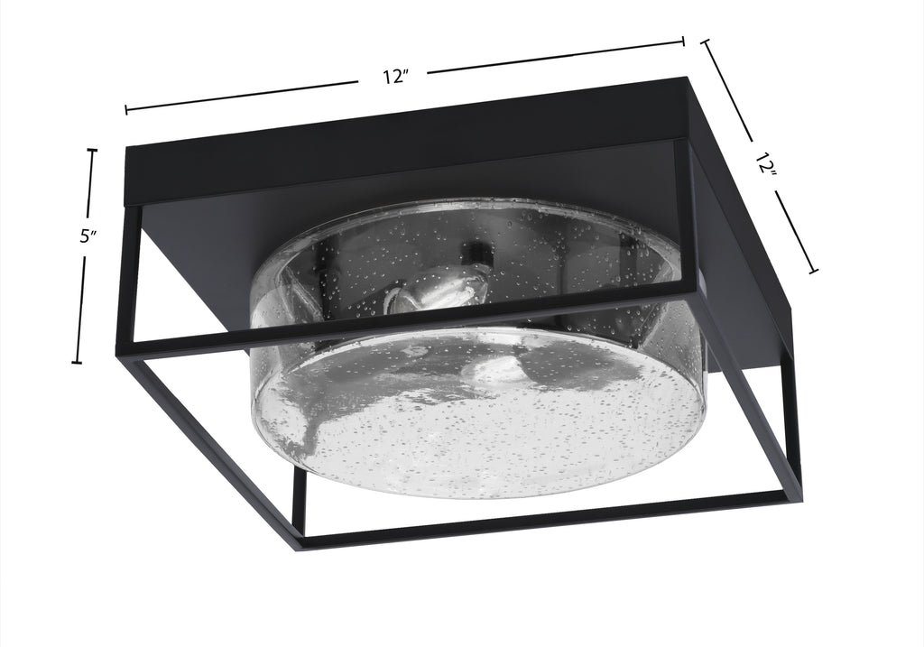 Flush Mounts Two Light Flush Mount in Matte Black with Clear Bubble Shade