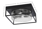 Flush Mounts Two Light Flush Mount in Matte Black with Clear Bubble Shade