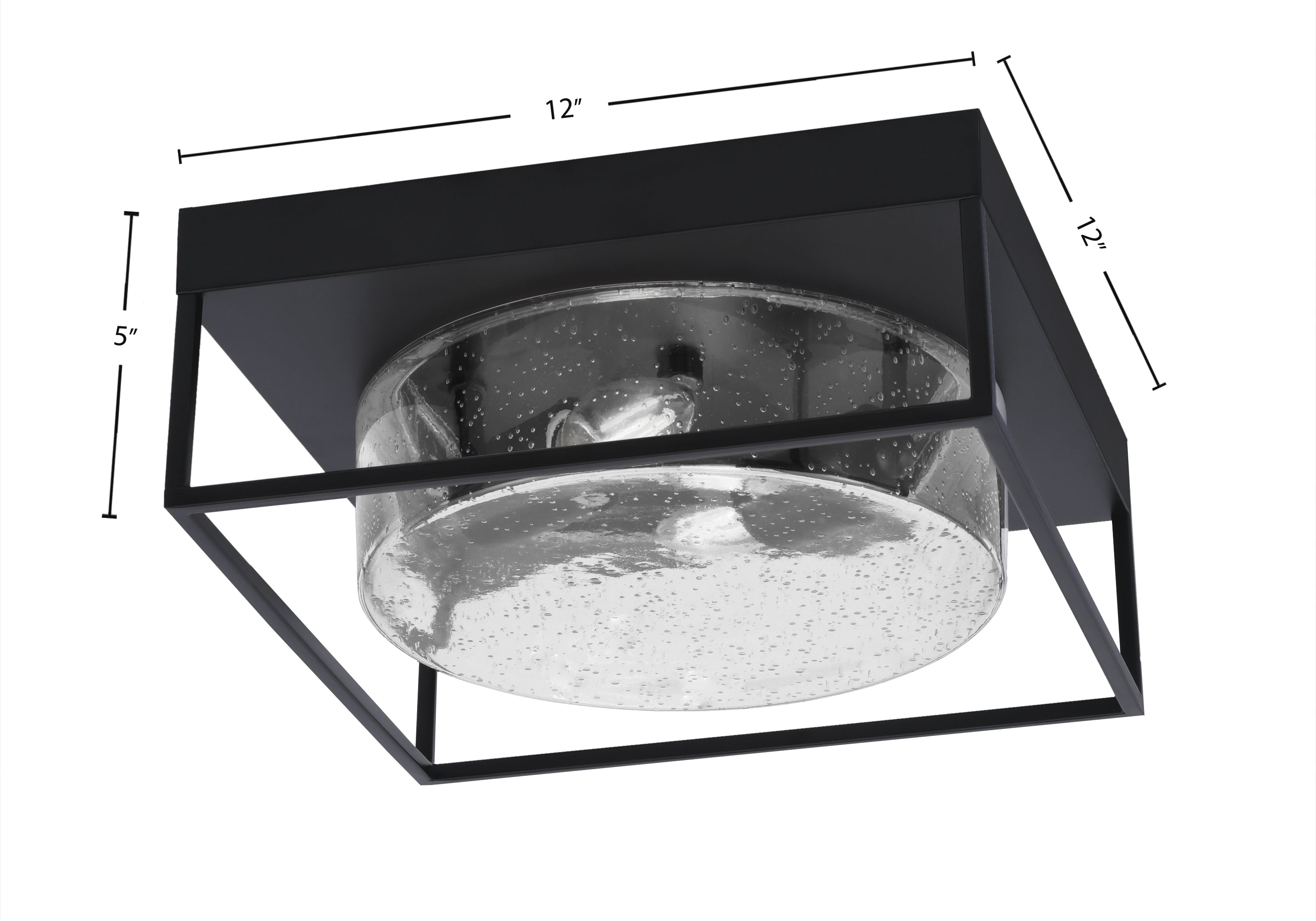 Flush Mounts Two Light Flush Mount in Matte Black with Clear Bubble Shade