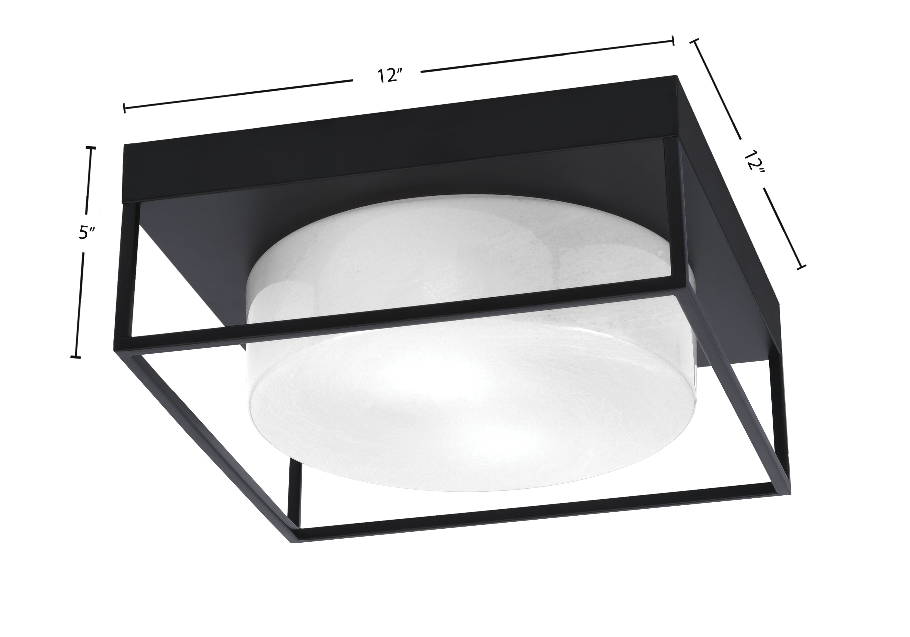 Flush Mounts Two Light Flush Mount in Matte Black with White Marble Shade