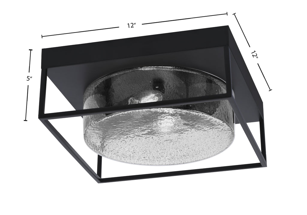 Flush Mounts Two Light Flush Mount in Matte Black with Smoke Bubble Shade