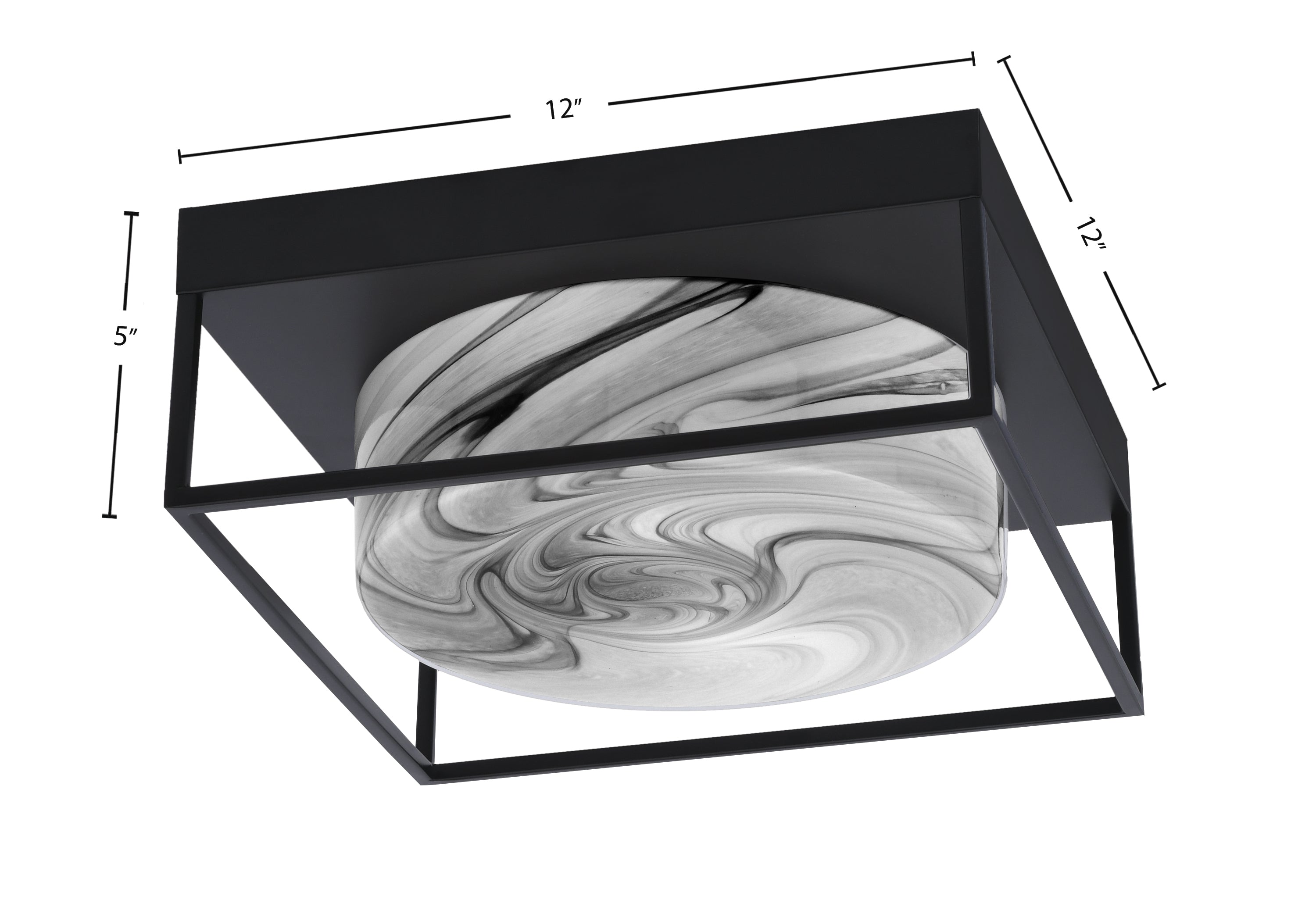 Flush Mounts Two Light Flush Mount in Matte Black with Onyx Swirl Shade