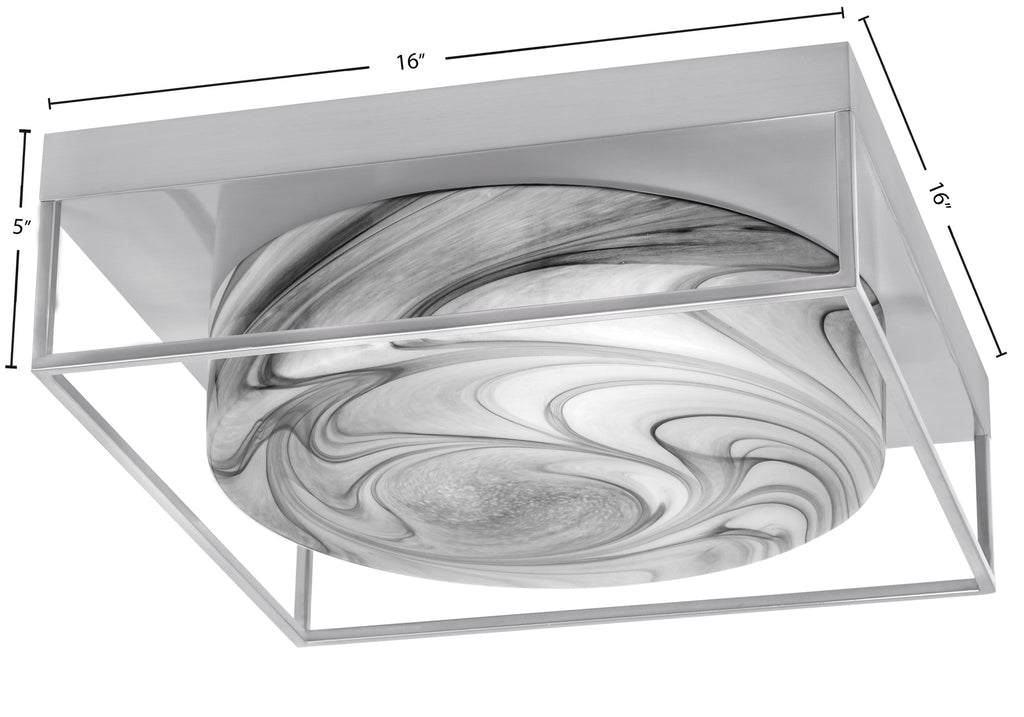 Flush Mounts Three Light Flush Mount in Brushed Nickel with Onyx Swirl Shade