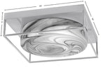Flush Mounts Three Light Flush Mount in Brushed Nickel with Onyx Swirl Shade