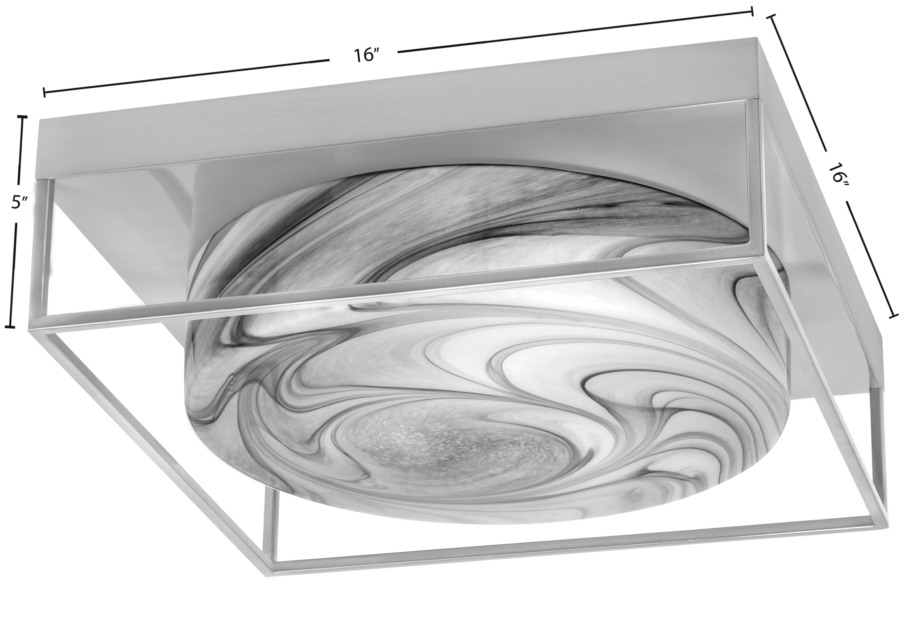 Flush Mounts Three Light Flush Mount in Brushed Nickel with Onyx Swirl Shade