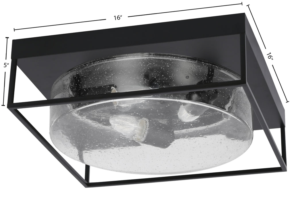 Flush Mounts Three Light Flush Mount in Matte Black with Clear Bubble Shade