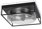 Flush Mounts Three Light Flush Mount in Matte Black with Clear Bubble Shade