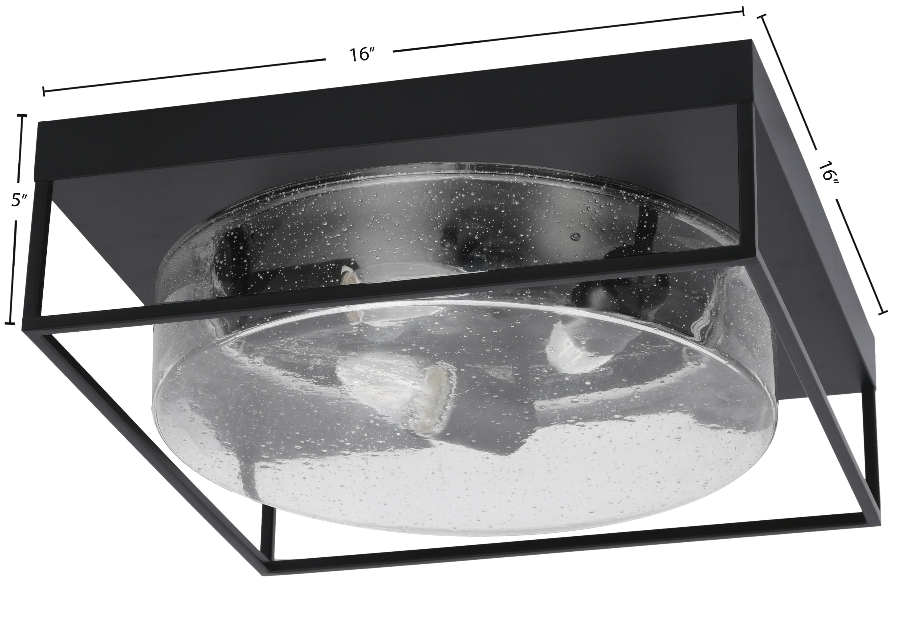 Flush Mounts Three Light Flush Mount in Matte Black with Clear Bubble Shade