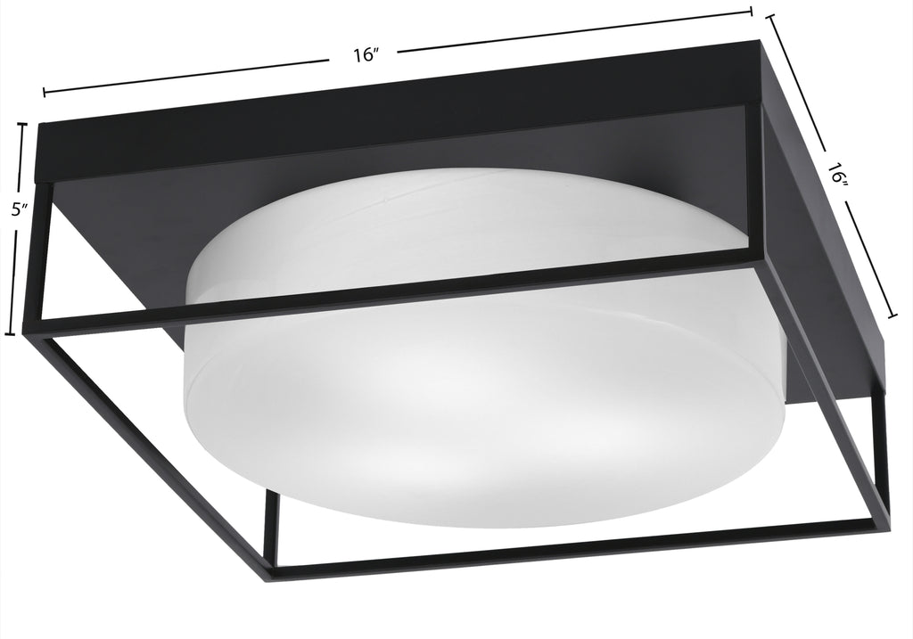 Flush Mounts Three Light Flush Mount in Matte Black with White Marble Shade