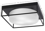 Flush Mounts Three Light Flush Mount in Matte Black with White Marble Shade
