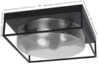 Flush Mounts Three Light Flush Mount in Matte Black with Smoke Bubble Shade