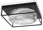 Flush Mounts Three Light Flush Mount in Matte Black with Onyx Swirl Shade