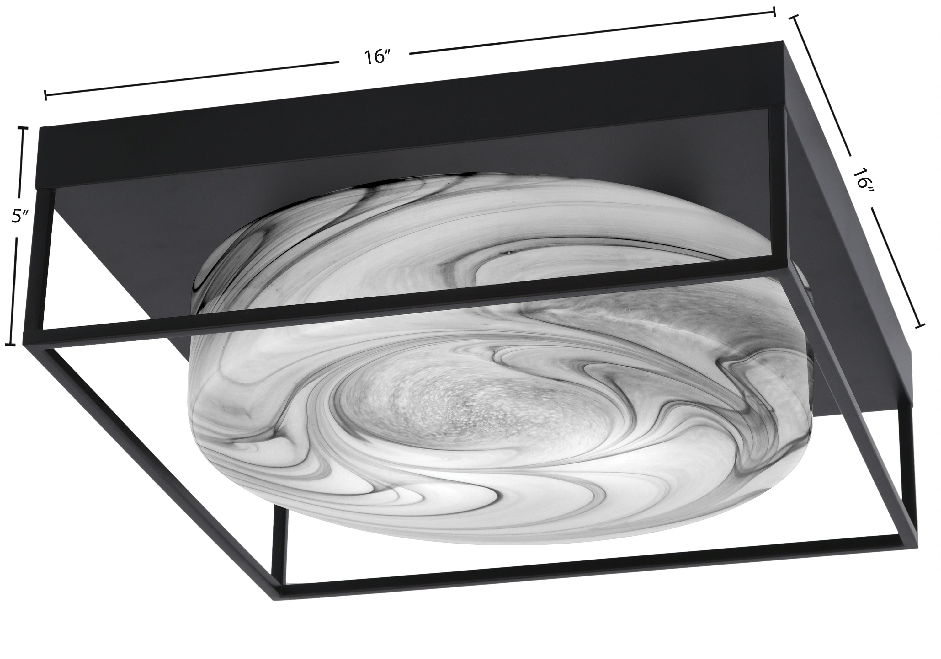 Flush Mounts Three Light Flush Mount in Matte Black with Onyx Swirl Shade
