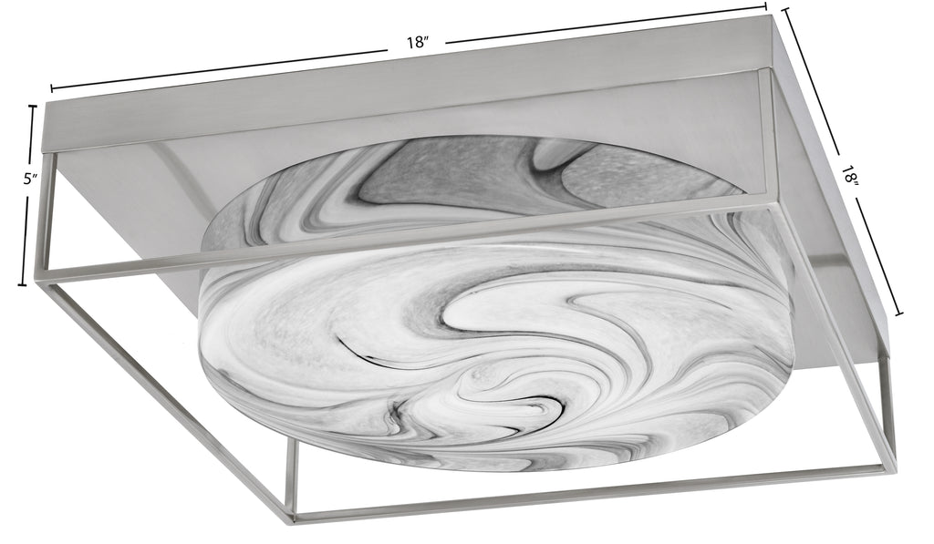 Flush Mounts Four Light Flush Mount in Brushed Nickel with Onyx Swirl Shade