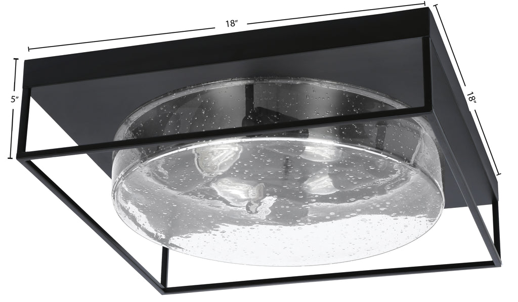 Flush Mounts Four Light Flush Mount in Matte Black with Clear Bubble Shade