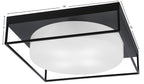Flush Mounts Four Light Flush Mount in Matte Black with White Marble Shade