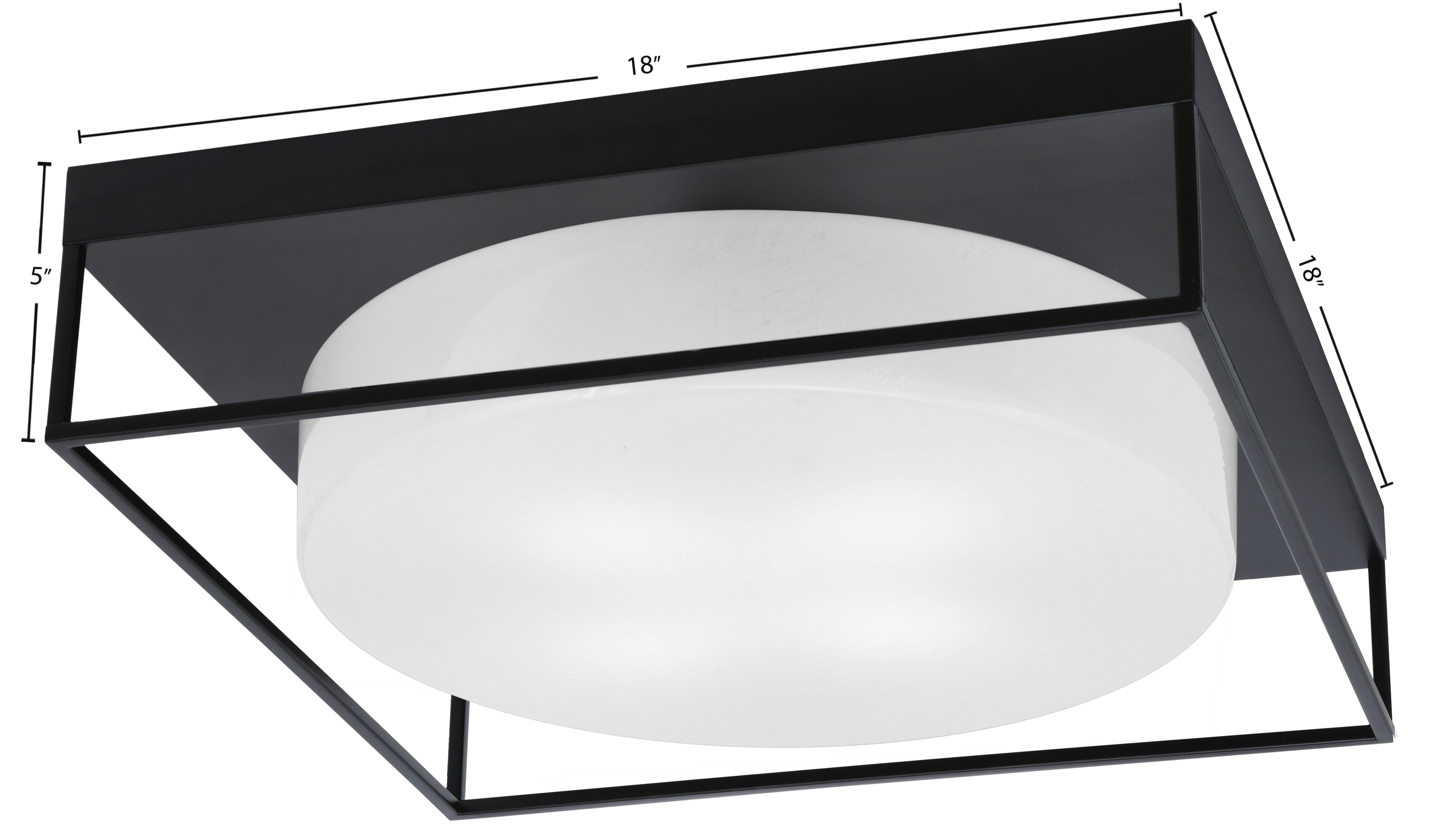Flush Mounts Four Light Flush Mount in Matte Black with White Marble Shade