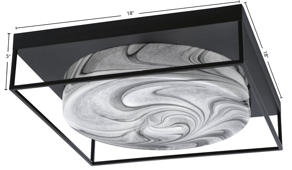 Flush Mounts Four Light Flush Mount in Matte Black with Onyx Swirl Shade