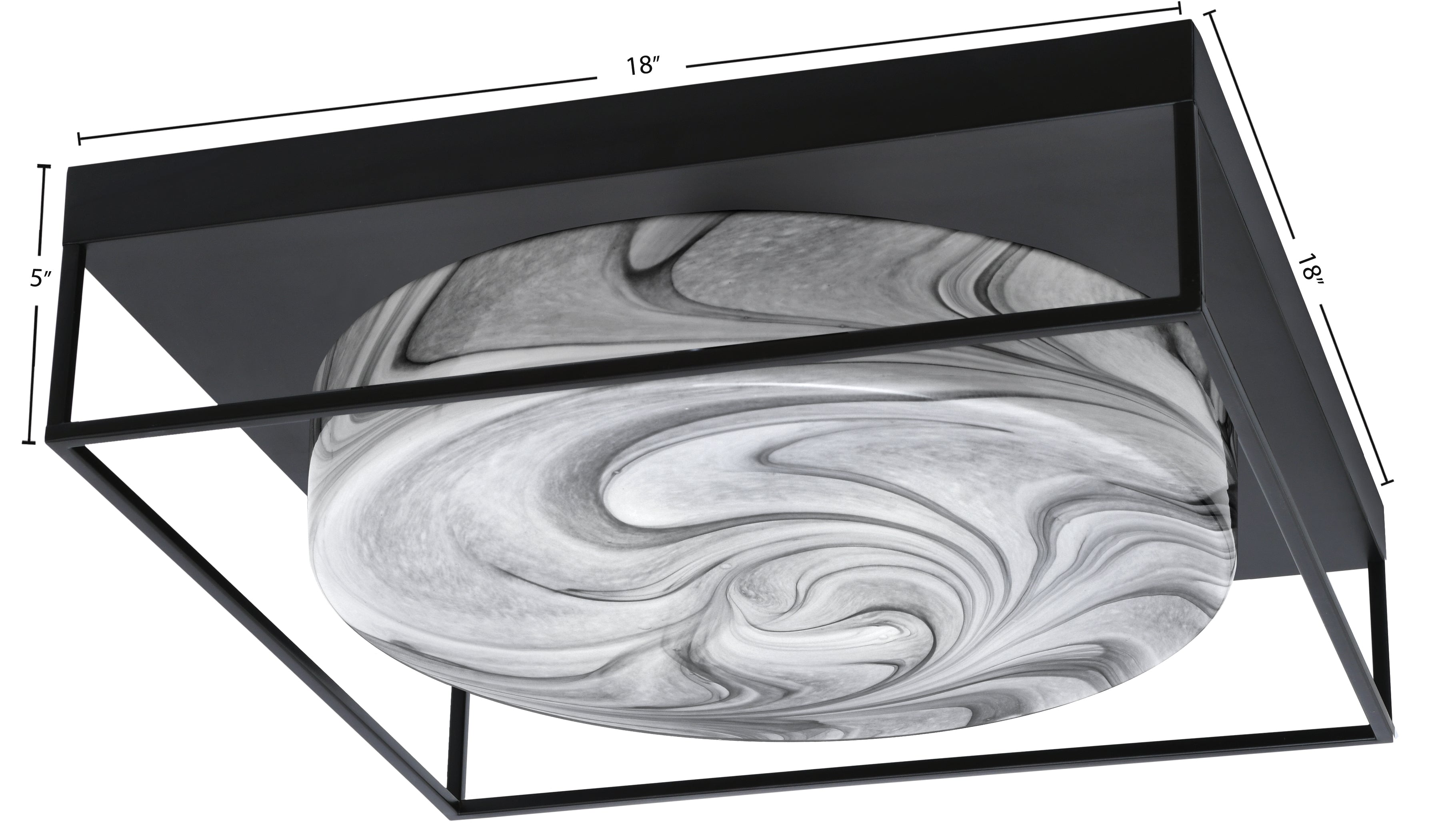 Flush Mounts Four Light Flush Mount in Matte Black with Onyx Swirl Shade