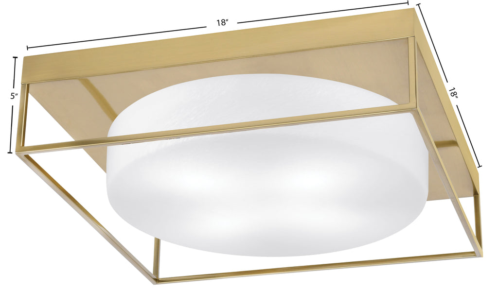 Flush Mounts Three Light Flush Mount in New Age Brass with White Marble Shade