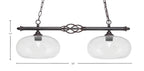 Eleganté Two Light Island Pendant in Dark Granite with Clear Bubble Shade