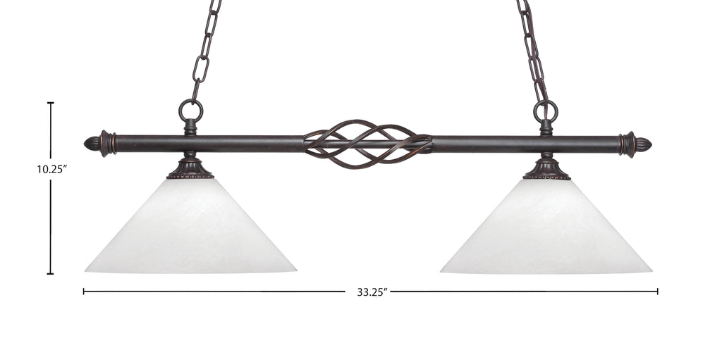 Eleganté Two Light Island Pendant in Dark Granite with White Marble Shade