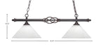 Eleganté Two Light Island Pendant in Dark Granite with White Marble Shade