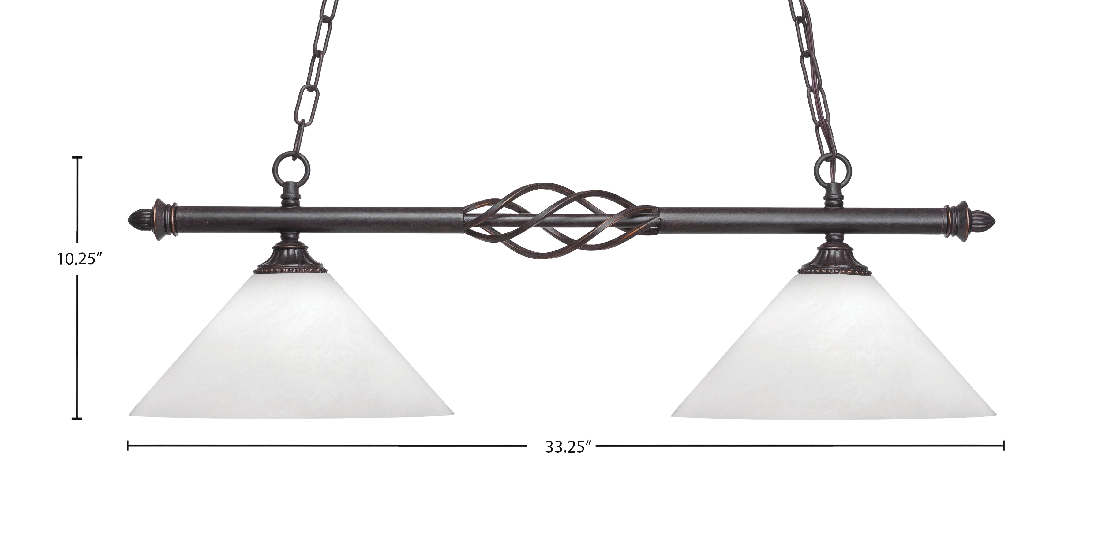 Eleganté Two Light Island Pendant in Dark Granite with White Marble Shade