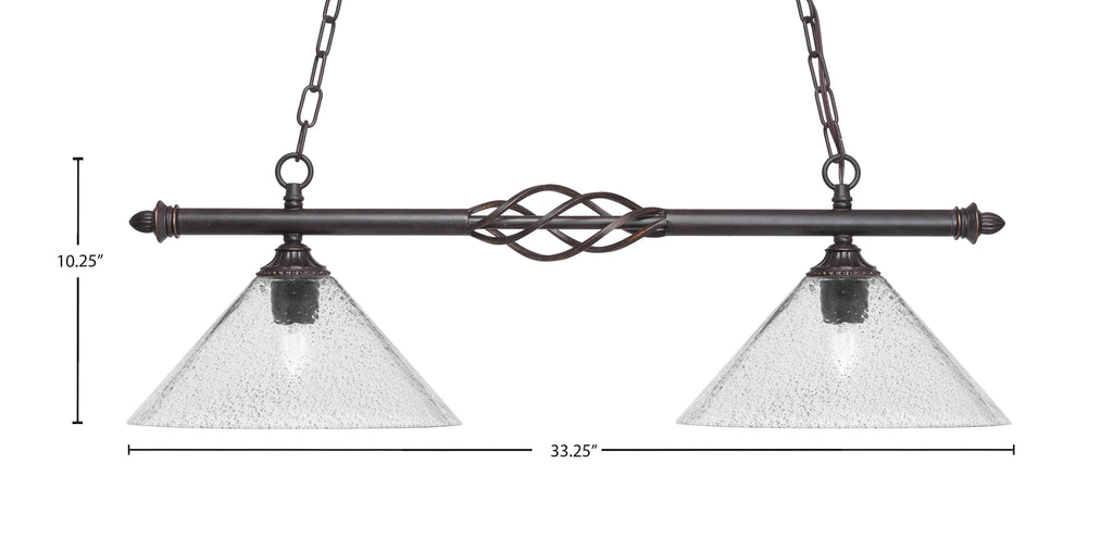 Eleganté Two Light Island Pendant in Dark Granite with Smoke Bubble Shade