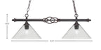 Eleganté Two Light Island Pendant in Dark Granite with Smoke Bubble Shade