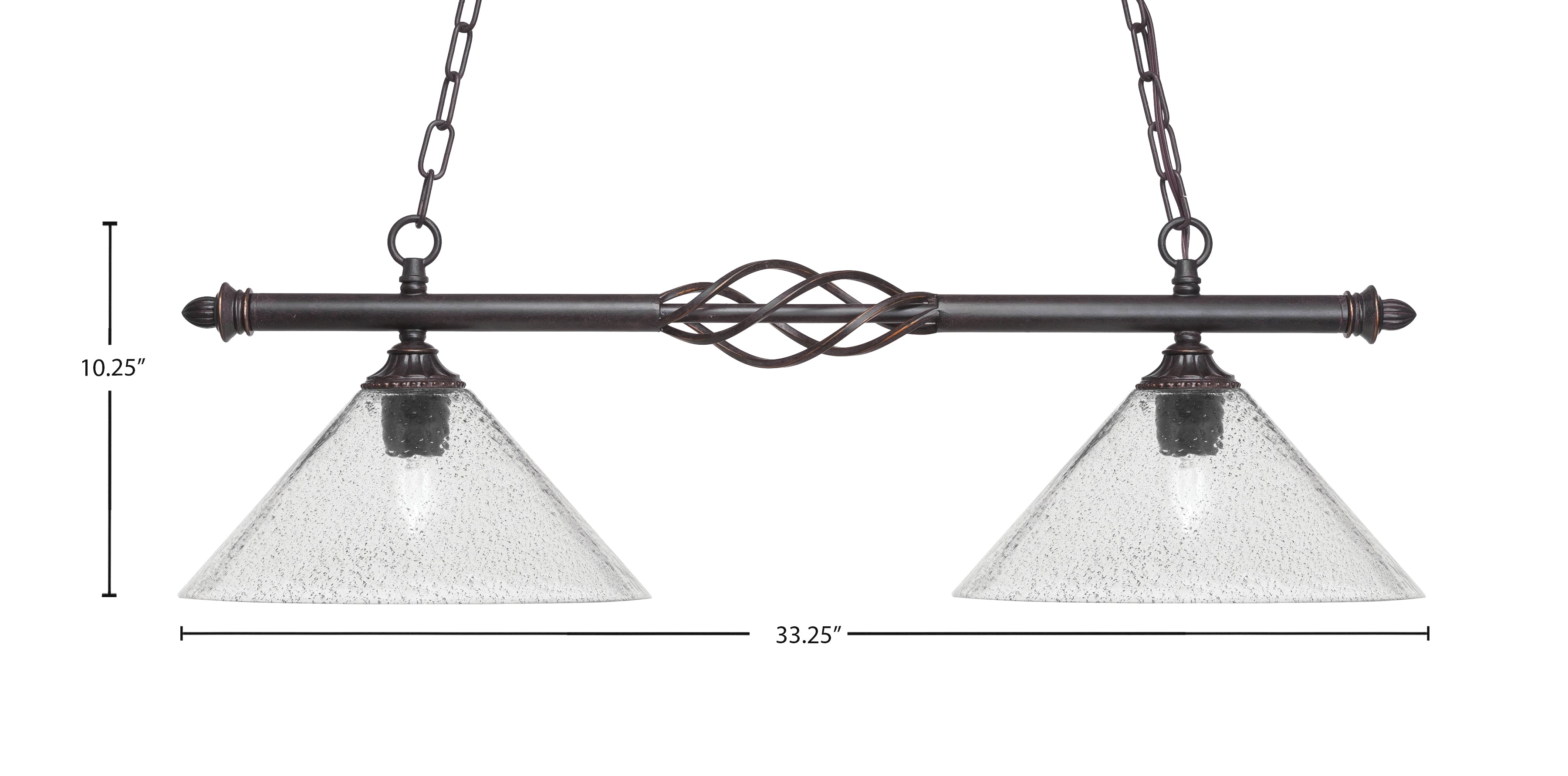 Eleganté Two Light Island Pendant in Dark Granite with Smoke Bubble Shade
