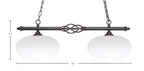 Eleganté Two Light Island Pendant in Dark Granite with White Muslin Shade