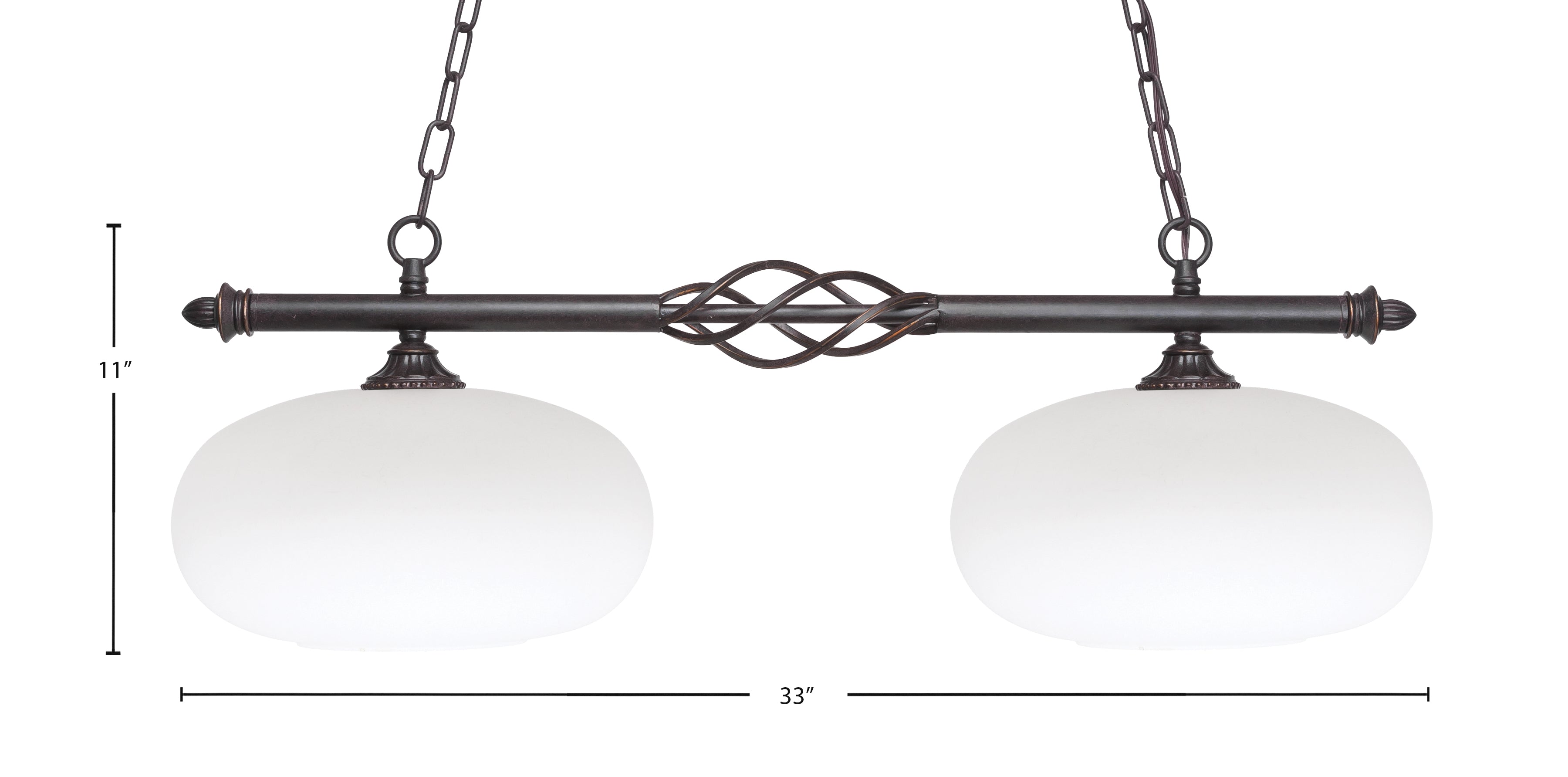 Eleganté Two Light Island Pendant in Dark Granite with White Muslin Shade
