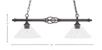 Eleganté Two Light Island Pendant in Dark Granite with Clear Bubble Shade