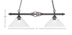 Eleganté Two Light Island Pendant in Dark Granite with Clear Bubble Shade