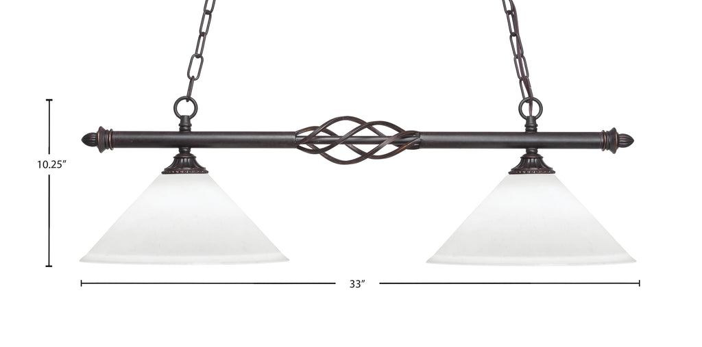 Eleganté Two Light Island Pendant in Dark Granite with White Muslin Shade