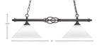 Eleganté Two Light Island Pendant in Dark Granite with White Muslin Shade