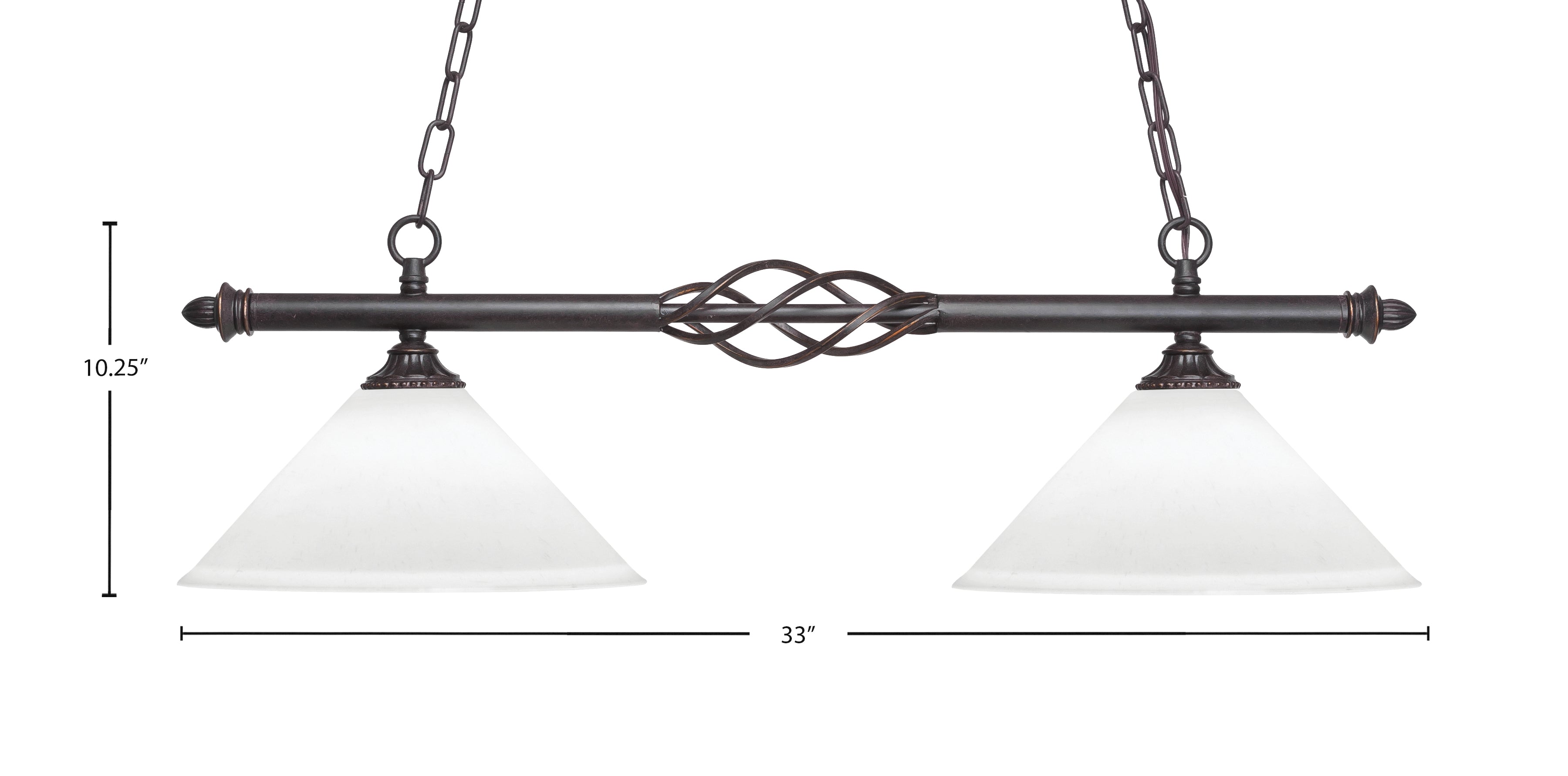 Eleganté Two Light Island Pendant in Dark Granite with White Muslin Shade