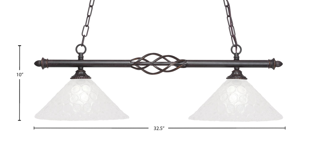 Eleganté Two Light Island Pendant in Dark Granite with 12" Italian Bubble Shade