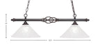 Eleganté Two Light Island Pendant in Dark Granite with 12" Italian Bubble Shade