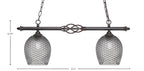 Eleganté Two Light Island Pendant in Dark Granite with Smoke Textured Shade