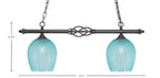 Eleganté Two Light Island Pendant in Dark Granite with Turquoise Textured Shade