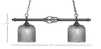 Eleganté Two Light Island Pendant in Dark Granite with Smoke Textured Shade